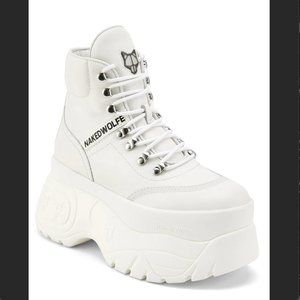 BRAND NEW Naked Wolfe Spike Platform Boot Sneaker White Size 5 EU 35